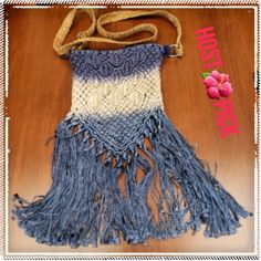 Beautiful, Brend New, Never Used Crossbody Bag In Denim Blue And Taupe Color With Fringe, No Tag ,Measurements Approximately With Fringe Is 17" With Out 7" ,Wide 8" ,Belt Is 21" Long ,It Can Be Adjusted. One Of A Kind Crossbody Will Add Style To Your Wardrobe. Blue Woven Crossbody Shoulder Bag, Blue Fringed Bags For Vacation, Summer Blue Fringe Bag, Blue Fringe Tote Shoulder Bag, Blue Casual Crochet Bag With Adjustable Strap, Casual Blue Crochet Bag With Adjustable Strap, Blue Woven Shoulder Bag For Festival, Festival Woven Blue Shoulder Bag, Blue Fringe Bags For Daily Use