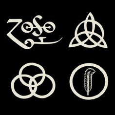 four different symbols on a black background