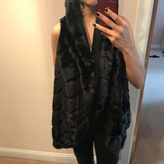 Black Faux Fur Vest That Goes Out Towards The End. Sleeveless And Reversible. Super Comfy And Cozy. Black Faux Fur Vest, Faux Fur Vest Black, Faux Fur Vest, Faux Fur Vests, Black Faux Fur, Fur Vest, The End, Faux Fur, Going Out