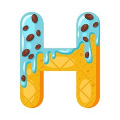 the letter h is made up of ice cream and chocolate chips