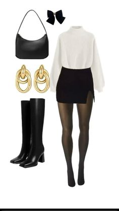 Stile Blair Waldorf, Adrette Outfits, Black And White Outfit, Outfit Chic, White Outfit, Thanksgiving Outfit, Mode Inspo, Looks Chic