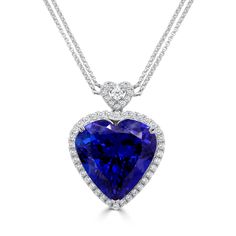 10033 Luxury Tanzanite Necklace With Brilliant Cut, White Gold Heart Cut Diamond Necklace With 17 Jewels, Heart-shaped Sapphire Necklace For Formal Occasions, Heart-shaped Sapphire Necklace For Formal, Dazzling Heart Cut Necklace For Formal Occasions, Formal Heart Cut Diamond Accent Necklace, Luxury Tanzanite Pear-shaped Jewelry, Luxury Heart Cut Brilliant Diamond Necklace, Dazzling Diamond Cut Heart Necklace