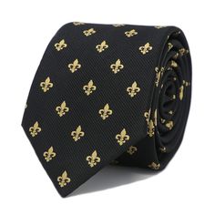 PRICES MAY VARY. 100% microfiber jacquard soft smooth feel fabric, hand sewn with wool blend lining makes it laying perfectly Fine twill with gold thread embroidered fleur de lis motif makes it a perfect accessory for daily casual and formal attire A perfect gift for husband, Dad, son, or boyfriend, celebration essential for wedding ceremony, birthday party, new year party Tie size: 146cm (58")length and 7cm(2.75") width, perfect tie dimension for every look, Dry clean, Medium temperature ironin Luxury Black Ties For Office, Classic Black Neckwear For Gift, Classic Black Neckwear Gift, Classic Black Neckwear As A Gift, Formal Attire, Gold Threads, New Years Party, Beautiful Gift Boxes, Pocket Square