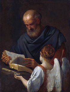 Simone Cantarini. "Saint Matthew and the Angel" Italian Saint Matthew Apostle, St Matthew Apostle, Saint Mathew, St Mathew, St Matthew, John The Evangelist, National Gallery Of Art, September 21