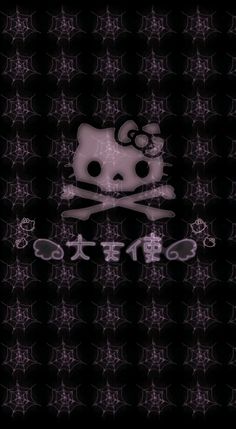 the hello kitty skull and crossbones wallpaper has been changed to black in color