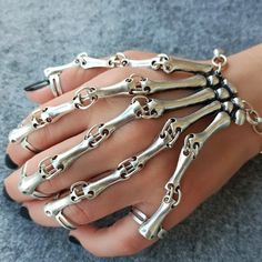 Gothic Skeleton Bracelet Punk Gothic Skeleton Bracelet Skeleton Hand Bracelet Hallowen Bracelet Hallowen Jewelry Cosplay Costume - Etsy Skeleton Hand Bracelet, Skeleton Bracelet, Emo Accessories, Gothic Skeleton, Gothic Chic, Gothic Bracelet, River Edge, Halloween Gothic, Black Mermaid