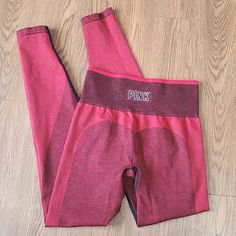 2019 Nwot Victoria's Secret Pink Seamless Bodycon Cranberry Red Stretch Leggings Womens Size Xs Super Cute! No Noticed Flaws Length 33" Inseam 25" Waist 11" Red High Stretch Sportswear Leggings, Red Compression Sports Pants, Red Compression Pants For Sports, Sporty High Stretch Red Pants, Red Stretch Sportswear Pants, Stretch Sportswear Pants In Red, Red Stretch Gym Bottoms, Red High Waist Stretch Activewear, Red Compression Sports Bottoms