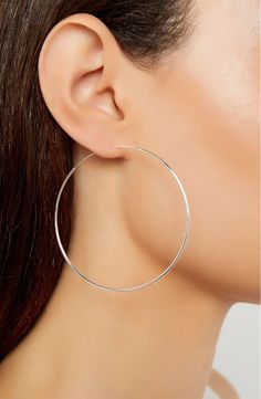 Metal Open Circle Hoop Earrings, Classic Round Metal Hoop Earrings, Sterling Silver Open Circle Hoop Earrings For Pierced Ears, Classic Metal Hoop Earrings, Classic Metal Circle Hoop Earrings, Elegant Hypoallergenic Open Circle Hoop Earrings, Classic Circular Metal Jewelry, Nickel-free Hoop Jewelry, Classic Metal Round Jewelry