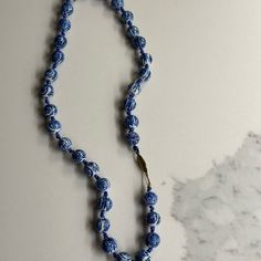 Blue And White Bead Design Nwot Casual Blue Beaded Necklaces With Large Beads, Casual Blue Beaded Necklace With Large Beads, Casual Blue Necklace With Large Beads, Blue Single Strand Beaded Necklace For Summer, Casual Blue Beaded Chain Necklace, Summer Blue Beaded Necklace With Large Beads, Blue And White Necklace, Jewelry Blue, White Necklace