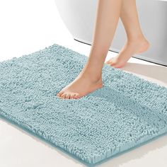 PRICES MAY VARY. 100% Polyester Non-Slip PVC Bottom - Non slip bottom features high quality mesh PVC material to prevent the mat from shifting and skidding, protecting you and family from any slipping in the bathroom. WARNING: Place mat on CLEAN DRY FLAT FLOOR ONLY. Water under rug can cause it to slip. Always keep bottom of rug dry. Soft & Warm - our bath mat for home is constructed with thousands of individual polyester shags, sink your toes into the comfortable contentment of a bathtoom floor Rug Tufted, Chenille Bath Mat, Plush Rugs, Rugs For Bathroom, Area Rug Sets, Luxurious Showers, Indoor Mat, Bathroom Floor Mat, Bathroom Bath Mats