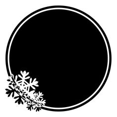 a black and white circle with snowflakes on it