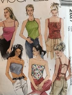 an image of women's tops and pants on a sewing pattern, with one woman in the background