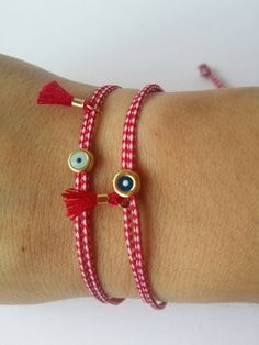 Traditional Bracelet, Greece Culture, Greek Evil Eye, Summer Bracelet, Red Bracelet, Spring Bracelet, White Bracelet, White Bracelets, Red Bracelets