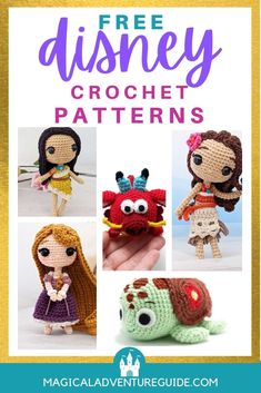 crochet patterns for disney characters with the title, free disney crochet patterns