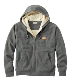 This hard-wearing, but soft, fleece-lined heavyweight hooded sweatshirt will keep the cold out and the warmth in year after year. Traditional Fit: Relaxed through the chest, sleeve and waist. 91% cotton, 9% polyester. 100% polyester fleece lining; sleeves are lined with 100% polyester taffeta. Machine wash and dry. Body is lined with soft berber fleece for extra warmth and comfort. Taffeta-lined sleeves for easy on/off. Triple-needle stitching adds durability. Zip front. Front kangaroo pocket ha Fun Slippers, Men's Sweatshirts, Rugged Style, Built To Last, Ll Bean, White Sweatshirt, Winter Wear, L L Bean, Pullover Sweatshirt