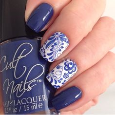 Blue Explosion, Blue Talavera, Mandala Nails, Blue Nail Art Designs, Nail Stamp, Finger Nail Art, Coffin Shape Nails, Stamping Nail Art