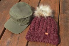 Lot Of 2 Women's Hats Forest Green Base Ball Cap, Maroon Knitted Snow Beanie | eBay Casual Cable Knit Beanie For Outdoor, Casual Outdoor Cable Knit Beanie, Casual Winter Crochet Hat Flat Cap, Casual Winter Crochet Flat Cap, Casual Knitted Flat Cap, Casual Crochet Flat Cap For Winter, Cable Knit Beanie Cap, Cable Knit Beanie Cap One Size, Casual Knitted Cap