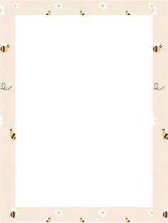 a square frame with bees and daisies in the middle, on a beige background