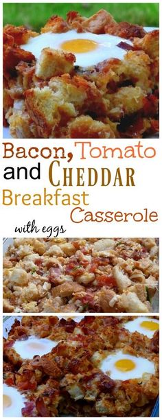 bacon, tomato and cheddar breakfast casserole with eggs is an easy dinner recipe