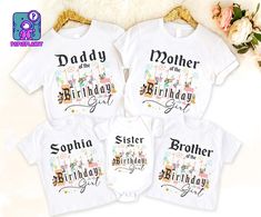 1st Birthday Disney Outfit, Baby Girl Disney Baby Shower Ideas, Princess Birthday Shirts For Family, Disney World 1st Birthday, Disneyland 1st Birthday Girl, Disney 1st Birthday Girl, Disney Birthday Shirts For Family, Disneyland Birthday Shirts, Disney First Birthday Girl