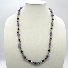 Handmade. Beautiful, Unique. One Of A Kind. Length 28 Inches. Free Gift With Purchase. Fast Shipping. N1490 Lavender Single Strand Round Bead Jewelry, Lavender Single Strand Jewelry With Round Beads, Elegant Purple Faceted Beads Gemstones, Multicolor Amethyst Spiritual Necklace, Purple Single Strand Bohemian Beaded Necklace, Adjustable Lavender Single Strand Necklace, Bohemian Purple Single Strand Beaded Necklace, Spiritual Amethyst Multicolor Necklace, Spiritual Multicolor Amethyst Necklace