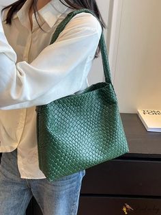 Bird in Bag - Fashionable Commuter Shoulder Bag with Large Capacity Commuter Backpack, Green Tote Bag, Green Tote, White Tote, Green Pattern, Shoulder Tote Bag, Bird In Bag, Black Pattern, Shoulder Tote