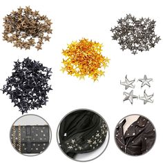 four different types of stars are shown in various shapes and sizes, including black leather