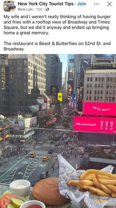 an image of a city street with food on the table and in front of it