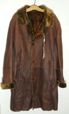 New NOS Simon Italian shearling jacket leather Lambskin coat brown sz 56 *. Condition is New with tags. Shipped with USPS Parcel Select Ground. Pit to pit measures 25.5" Fur Lined Leather Jacket, Lined Leather Jacket, Lambskin Coat, Leather Jacket Mens, Shearling Jacket, Leather Jacket, Tags, Leather