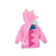 "Girly pink  hoodie for dressup and pretend play. Your little girl will love this pink dinosaur hoodie with cute pink, mint and aqua spikes.  Dino Hoodie is made with a soft Precious Cargo  zip-up hooded jacket with felt spikes stitched down the back. Kids dinosaur hoodie makes a sweet gift for the little one on your list. Handcrafted spikes are sewn on to create a dino dressup costume they'll love. Our comfy dino hoodie costume top is fun for pretend play and equally matched for hanging out.  T Girl Dinosaur Costume, Princess Dinosaur, Dino Hoodie, Dinosaur Hoodie, Dino Costume, Hoodie Costume, Girl Dinosaur, Pink Dinosaur, Dinosaur Costume