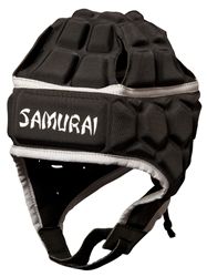 a black and white helmet with the word samurai written on it