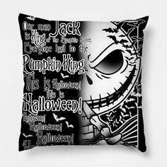 JackKing -- Choose from our vast selection of throw pillows to match with your desired size to make the perfect custom pillow. Pick your favorite: Movies, TV Shows, Art, and so much more! Available in extra small, small, medium, large. For beds, couches/sofas, love seats, and chairs. Perfect for decoration. Jack Skellington, Nightmare Before Christmas, Pillow Design, Custom Pillow, Custom Pillows, Sofa Couch, Love Seat, Geometric Tattoo, Favorite Movies