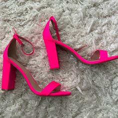 Brand New Hot Pink Heels Size 8 Pink Hoco Heels, Fun Heels Unique, Black Dress Pink Heels, Philly Fashion, Hoco Heels, Hoco Shoes, Neon Pink Heels, Hot Pink High Heels, Hot Pink Wedding