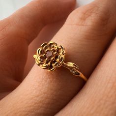 Chrysanthemum Ring • November Birth Flower Material: Choose from Solid 14k Yellow Gold, 14k White Gold, 14k Rose Gold, or 925 Sterling Silver. Stone: 2 mm genuine AA grade brilliant cut Citrine Band: Solid 1.3 round band Chrysanthemum Flower Chrysanthemum is the symbol of a long and happy life. The lovely flowers are a symbol of fall. Citrine Birthstone: This gem is also known as “healing quartz,” because legend has it that citrine promotes vitality and energy in whomever wears it. ✿ PROCESSING Gold Rings With Stones, Chrysanthemum Jewelry, November Birth Month Flower, Flower Chrysanthemum, November Birth Flower, Citrine Birthstone, Gold Jewellry, Yellow Gems, Gold Flower Ring