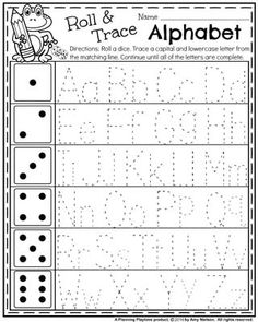 the roll and trace alphabet worksheet for children to practice their handwriting, numbers and letters