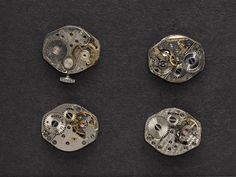 "Pictured is a terrific lot of 4 various vintage wristwatch movements circa 1930's - 1970's with exposed gears and Genuine Ruby jewels.   You will receive all 4 movements pictured.   Within this lot, are different styles of watch movements, which can include both wrist or pocket watch that can be either Swiss made or American made.   These fascinating beauties can be used for so many applications!   Ideal for your Steampunk clothing and jewelry designs.  Perfect for use in Steampunk earrings or Movement Pictures, Jeweled Picture, Ruby Jewel, Steampunk Earrings, Vintage Pocket Watch, Steampunk Clothing, Industrial Art, Watch Movement, Rings Necklaces