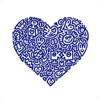 a blue heart made up of numbers and symbols in the shape of a lock on a white background