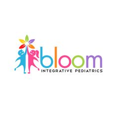 the logo for bloom integative pediatrics, which is designed to be colorful and playful