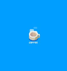 an image of a cup of coffee with the word coffee on it in pixel style