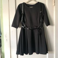 Nwot Black Doll Dress Super Cute I Didn’t Wear It , Just Tried When I Bought It (Got Pregnant And Now It Doesn’t Fit Me Unfortunately) Size Small Medium (No Tags) Polyester And Cotton Question? Comment Below Please I’ll Gladly Answer All Your Questions Chic Fitted Dresses For Alternative Fashion, Chic Black Dress For Alternative Fashion, Black Doll Dress, Fashion Harness, Dress Harness, Navy Blue Cocktail Dress, Hoodie Sweater Dress, Harness Dress, Moon Dress