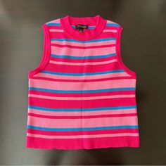 Qed London Ribbed Knitted Crop Top Brand New, Only Worn One Time! Magenta, Pink, And Blue Striped. Super Cute And Barbie-Like. This Was Worn To Cosplay Barbie On Halloween For The Upcoming Barbie Movie! Uk Large. Fits More Like A Us Medium. Stretchy Material, So It Can Fit A Us Large. Offers Welcome. Pink Ribbed Fitted Knit Top, Fitted Ribbed Pink Knit Top, Fitted Pink Ribbed Knit Top, Fitted Textured Knit Pink Top, Fitted Pink Textured Knit Top, Pink Ribbed Cotton Sweater, Pink Textured Knit Stretch Top, Trendy Ribbed Pink Knit Top, Trendy Pink Ribbed Sweater