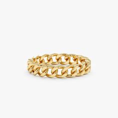 14k Gold Cuban Chain Ring, Mira Cuban Link Ring, Gold Cuban Chain, Link Ring, Miami Cuban Link Chain, Solid Gold Chains, Dainty Chain, Linking Rings, Rose Yellow, Cuban Link Chain