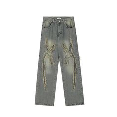 Urban Shred Denim Pants - h0neybear Distressed Grunge Cargo Jeans For Spring, Distressed Baggy Cargo Jeans With Edgy Style, Distressed Baggy Cargo Jeans In Edgy Style, Edgy Distressed Baggy Cargo Jeans, Trendy Distressed Baggy Jeans, Edgy Baggy Distressed Cargo Jeans, Trendy Ripped Baggy Jeans, Trendy Baggy Distressed Jeans, Trendy Baggy Ripped Jeans