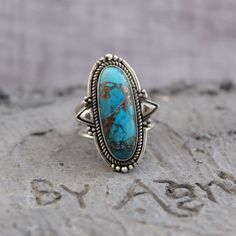 Beautiful Turquoise Ring, Sterling Silver Ring, Turquoise Oval Ring, Designer Handmade Ring For Women, Bridal Engagement, December Birthstone Turquoise has long been a symbol of luxury and wealth. Turquoise is a stone of purification, protection, wisdom, and positive thinking. It is said to be the master healer.   This listing is for the following 1 (ONE) ring: ✦Gemstone :          Copper Turquoise *may contain natural inclusions inside the stone ✦Stone Shape :      Oval Cabochon ✦Metal: Thoughtful Wedding Gifts, Types Of Gems, Turquoise Ring Silver, Fine Silver Jewelry, Bohemian Rings, Silver Turquoise, Boho Rings, 925 Silver Rings, Bohemian Jewelry