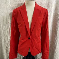 Nwt Red Blazer Business Casual Lightweight, Button Closure Measurements Are In The Photos And Are Approximate Red Button-up Formal Blazer, Red Fitted Blazer With Pockets, Red Button-up Blazer For Formal Occasions, Fitted Red Blazer With Pockets, Classic Red Button-up Blazer, Red Single Breasted Button-up Blazer, Single-breasted Red Button-up Blazer, Red Button-up Formal Outerwear, Red Fitted Blazer For Work