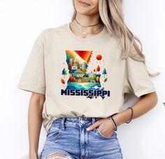 Mississippi Souvenir Shirt, Mississippi Love Shirt, Holiday Gift Tee, Mississippi Girls Trip Shirt, Camping Shirt, Hiking Shirt, Cruise Squad Shirt, Birthday Gift Shirt, Sisters Trip Shirt, Girls Weekend Shirt, Unisex Crewneck T-shirt, Palm Beach T-shirt, Trendy Beach Shirts, Summer Vacation Shirts, Cute Travel Shirt HOW TO ORDER: 1. Please, Check and Review all Photos and Size Charts (The V-necks are Women's Size, and the other styles are Unisex) 2. Choose Your T-Shirt Color/Size (You can see youth, toddler and baby options in the same drop-down menu) 3. Choose Your Quantity as much as you want. 4. Click "Add To Cart". For multiple items go back to the listing and repeat the steps. *T-SHIRTS QUALITY: The T-Shirts are relax fitted. Heather colors are cotton/poly blend. Solid colors are 100 Mississippi Vacation, Sisters Trip, Girls Weekend Shirts, Souvenir Shirt, Summer Vacation Shirt, Girls Trip Shirts, Beach T Shirt, Trendy Beach, Travel Shirt