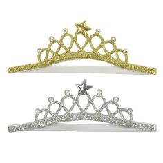 A lovely tiara fit for a princess. These lovely headbands feature a crown with rhinestones and a star on top. Made with stretchy and soft materials so your baby will be comfortable while wearing them. The headbands are perfect for pretend play, parties, photos, or just dressing up an outfit to make your little one look super adorable. Sold as a set of 2 in 2 different colors. Great for pretend play, birthday parties, photos, or just dressing up an outfit. Stretchy and soft elastic band fits comf Baby Crown Headband, Baby Crown, Baby Hair Bands, Birthday Headband, Girls Crown, Toddler Headbands, Headband Tiara