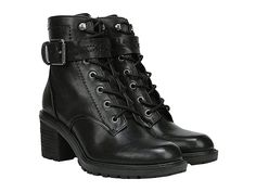 ZODIAC Gemma - Women's Boots : Black : Ace the fashionable look! These Zodiac Gemma lace-Up Boots offer a rugged and fierce style with a minimal design. Genuine leather upper. Soft synthetic lining. Comfort foam footbed. Measurements: Heel Height: 2.25, Boot Shaft Height: 4.84, Shaft Circumference: 9.84, Single Shoe Weight: 3.40 lb. Buckle and strap detailing. Closed toe and arch heel. Ankle-length construction. Pull-on style. Synthetic rubber outsole. Imported. Weight of footwear is based on a Trendy Leather Lace-up Boots With Block Heel, Winter Leather Lace-up Boots With Stacked Heel, Casual Leather Lace-up Boots With Buckle Closure, Leather High Ankle Lace-up Boots With Buckle, Edgy Leather Lace-up Boots Medium Width, Fall Leather Lace-up Boots With Block Heel, Leather Lace-up Boots With Block Heel For Fall, Rugged Leather Footbed Combat Boots, Edgy Leather Lace-up Boots For Fall