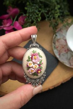 Vintage Flower Jewelry For Crafting, Floral Embroidered Flower Jewelry For Weddings, Traditional Embroidered Jewelry For Gifts, Vintage Embroidered Jewelry, Embroidered Necklaces For Gifts, Vintage Jewelry With Floral Embroidery For Gift, Bohemian Embroidered Necklace For Gift, Embroidered Bouquet, Hand Embroidered Necklace