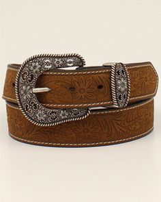 Shyanne Women's Tooled Floral Strap Western Belt, Medium Brown Girly Cowgirl, Takuachita Outfits, Country Belts, Botas Western, Cowgirl Belts, Looks Country, Estilo Country, Western Belt Buckles, Western Women